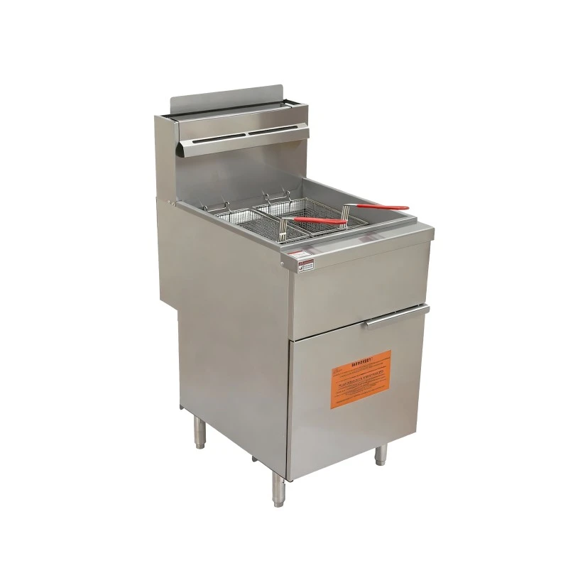 Commercial Gas-Fired Four-Tube Deep Fryer, 120,000 BTU, Equipped with a Robertshaw Control System