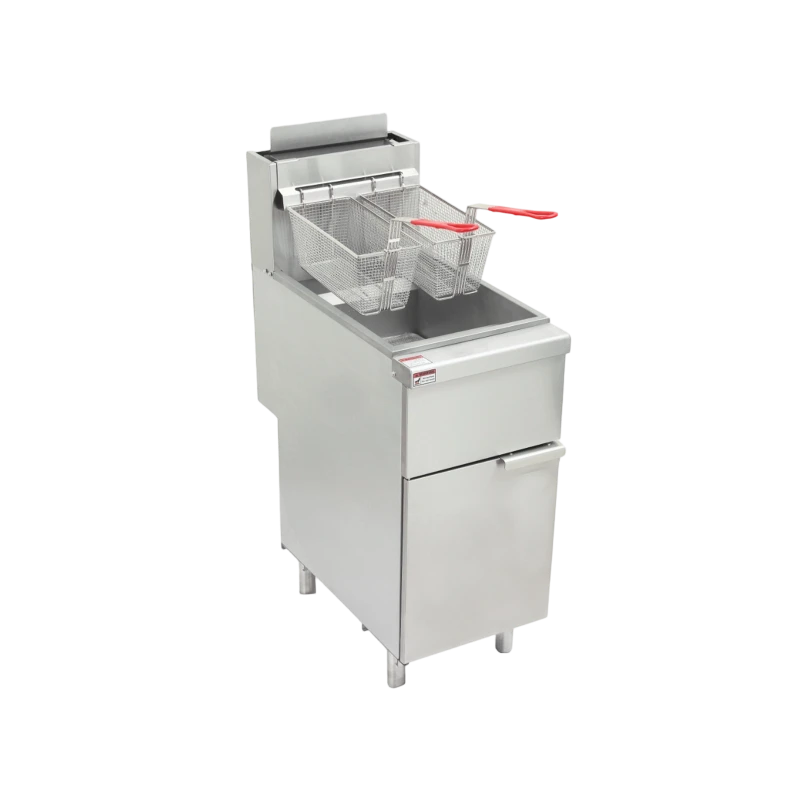 Commercial Gas-Fired Four-Tube Deep Fryer, 120,000 BTU, Equipped with a Robertshaw Control System