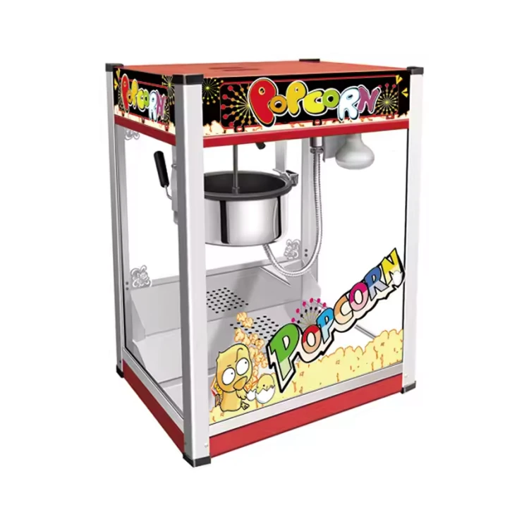Cinema-style red-roof commercial automatic popcorn vending machine, electric tabletop popcorn machin