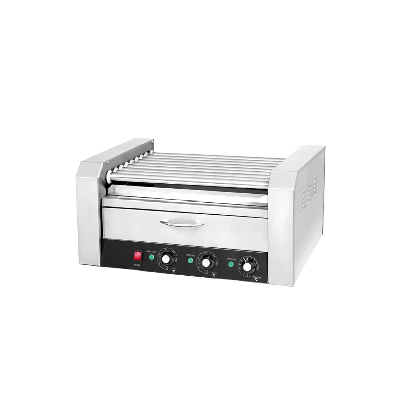 11-Roller Hot Dog Grill, Dual-Temperature Sausage Machine, Electric Hot Dog Roller Grill