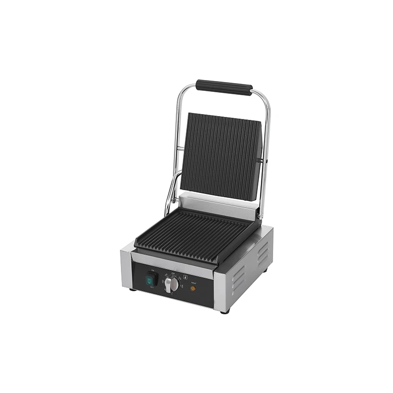 Commercial electric baking pan, stainless steel panini pan with grooved tray, suitable for restauran