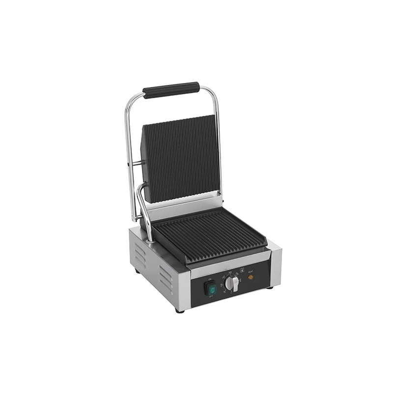 Commercial electric baking pan, stainless steel panini pan with grooved tray, suitable for restauran