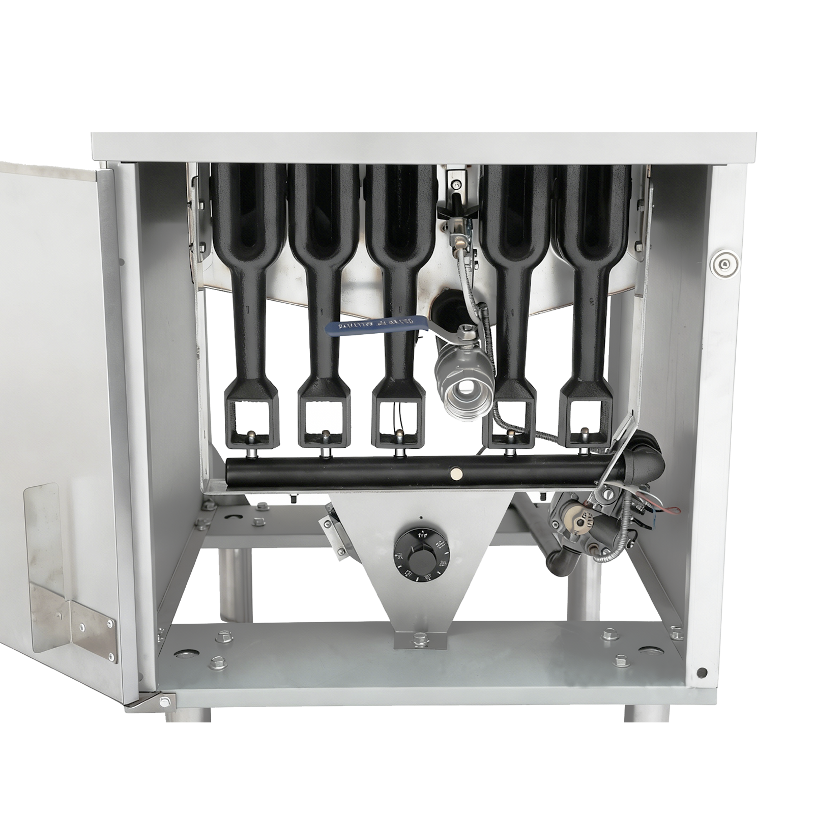 Commercial Gas-Fired 5-Tube Deep Fryer, 150,000 BTU, equipped with a Robertshaw control system