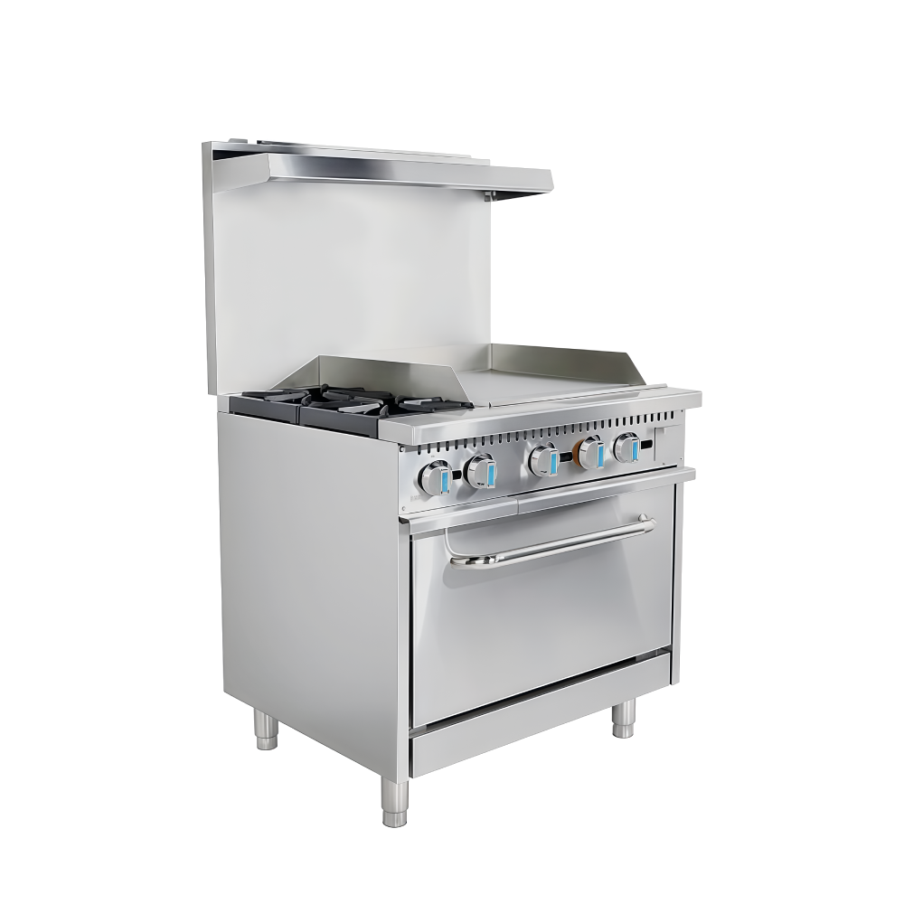 4 Burner Gas Range with 12''Griddle&Oven