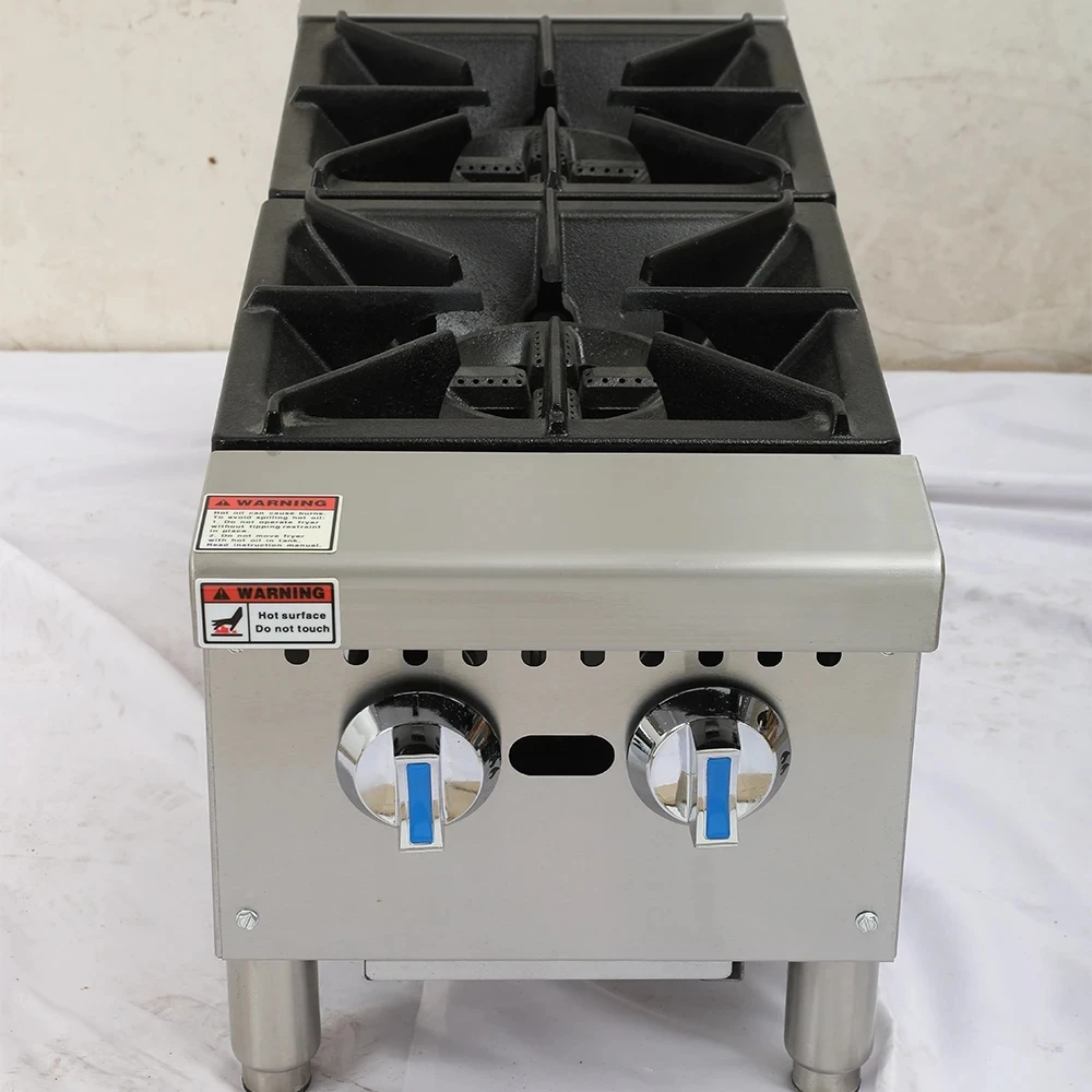 Commercial Dual-Burn Cast Iron Gas Cooktop
